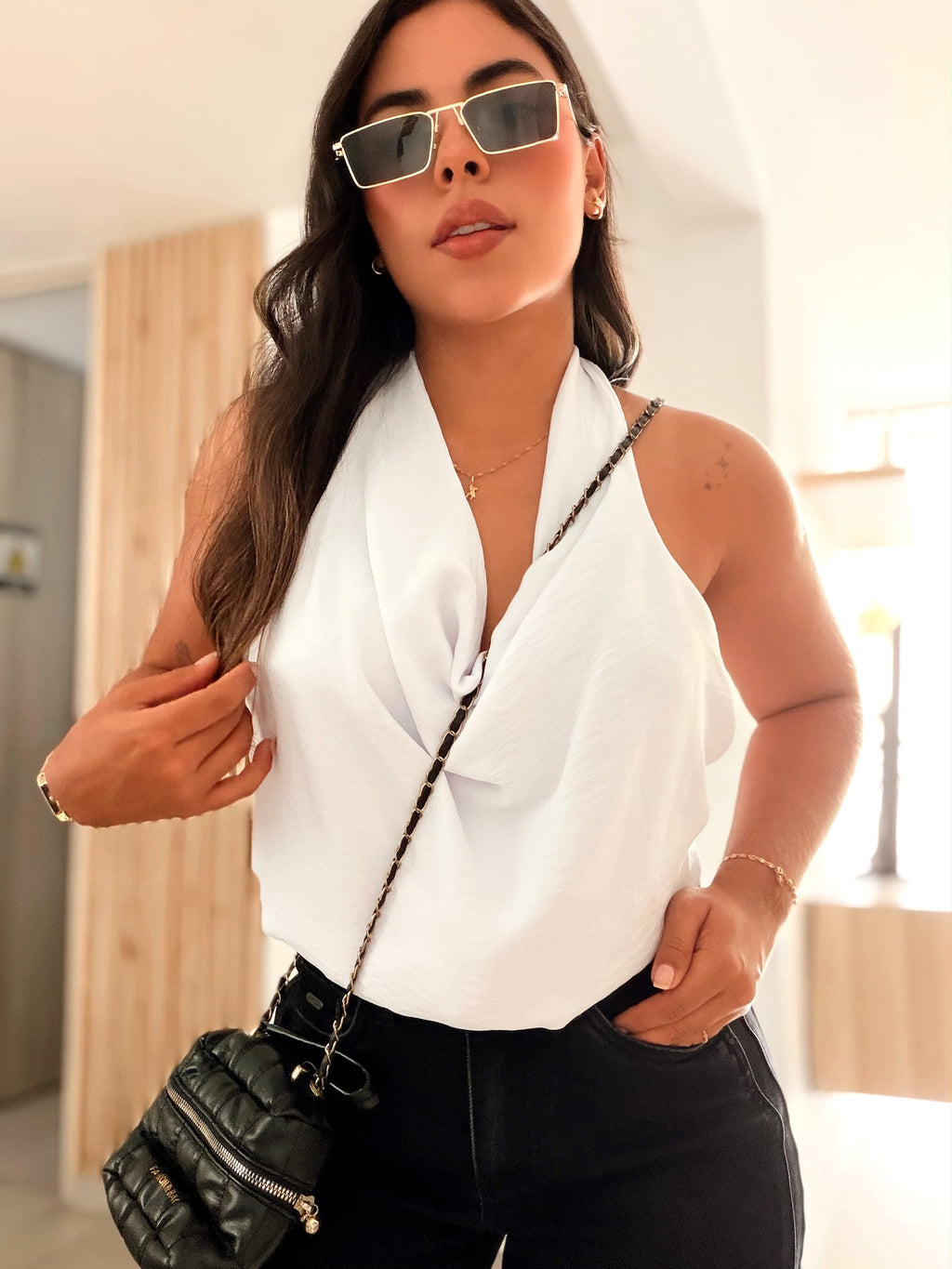 Blusa cowl neck