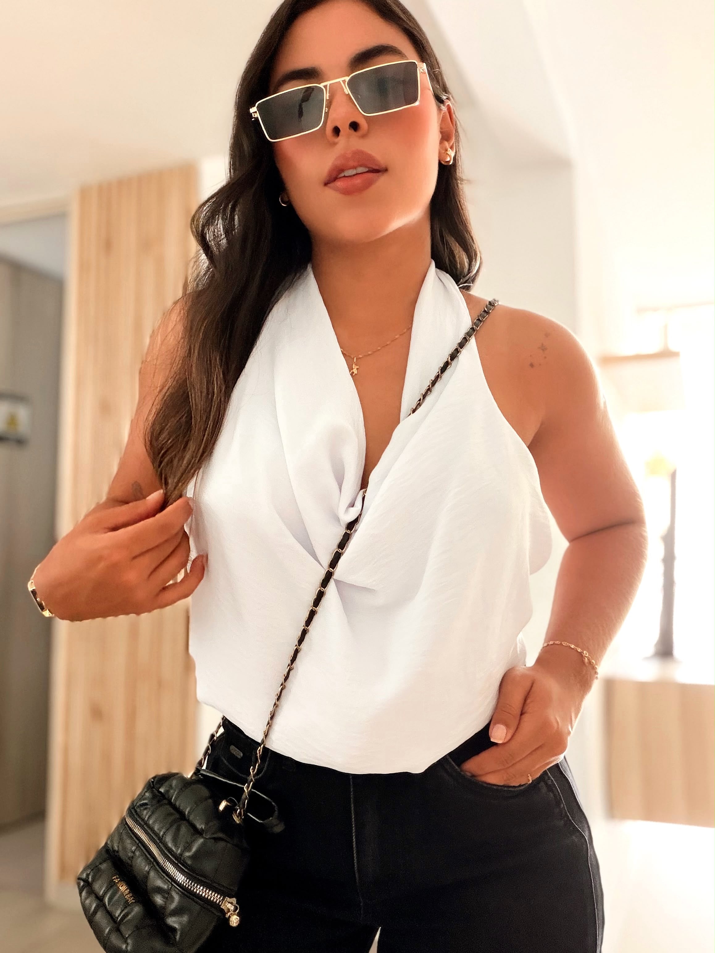 Blusa cowl neck