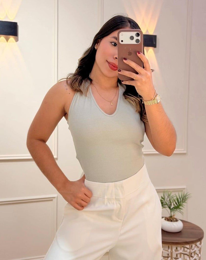 blusa minimal rib