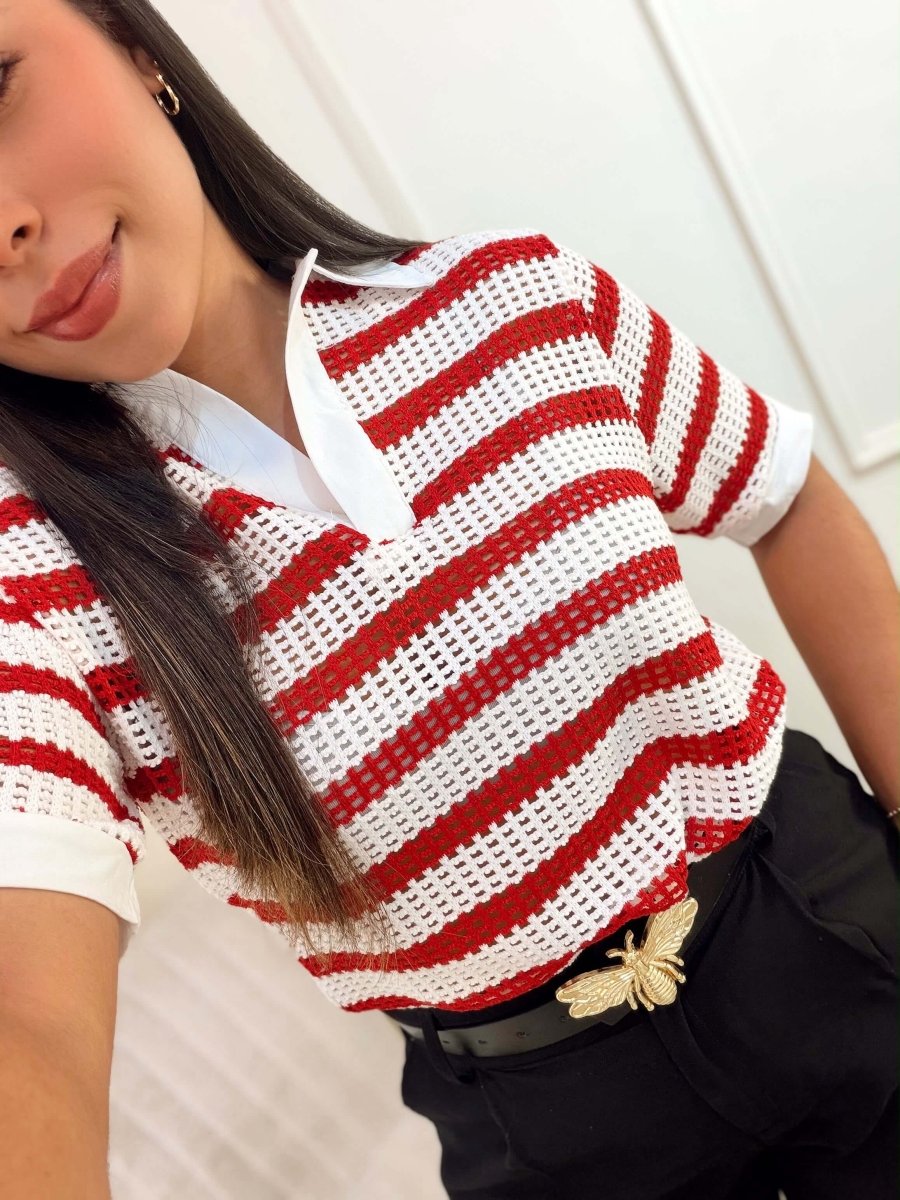 Blusa Tejida Crochet Bicolor - abbi tienda