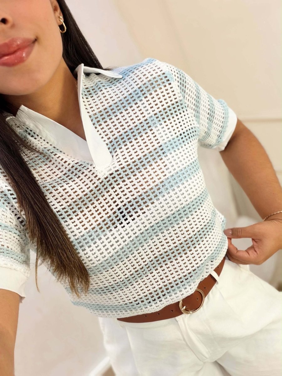 Blusa Tejida Crochet Bicolor - abbi tienda