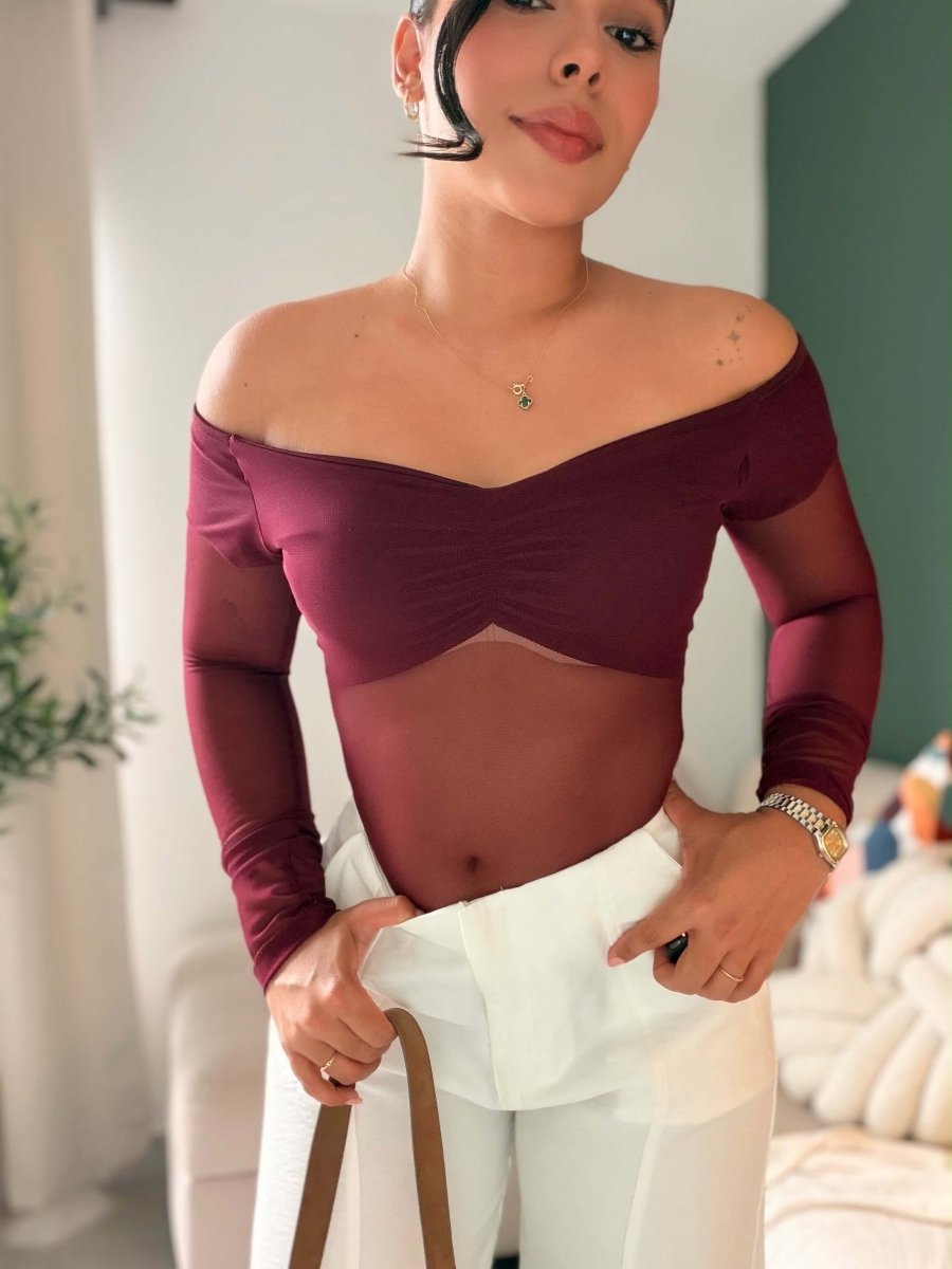 Body Off-Shoulder Mesh - abbi tienda
