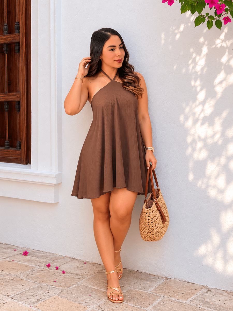 VESTIDO MOCHA SUNSENT - abbi tienda